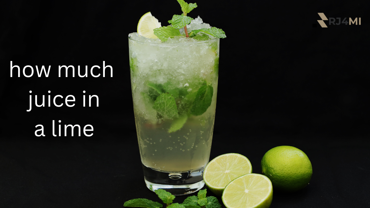 Refreshing glass of lime juice with fresh lime slices and mint leaves, illustrating how much juice in a lime.