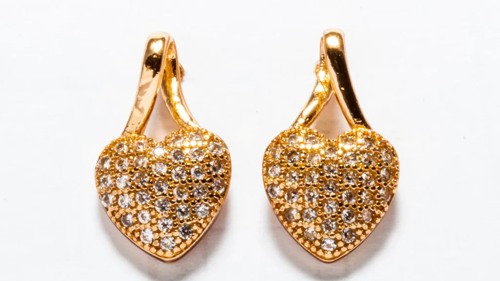 Fixed costs of a jewelry business: Gold heart-shaped earrings for stock and product investment