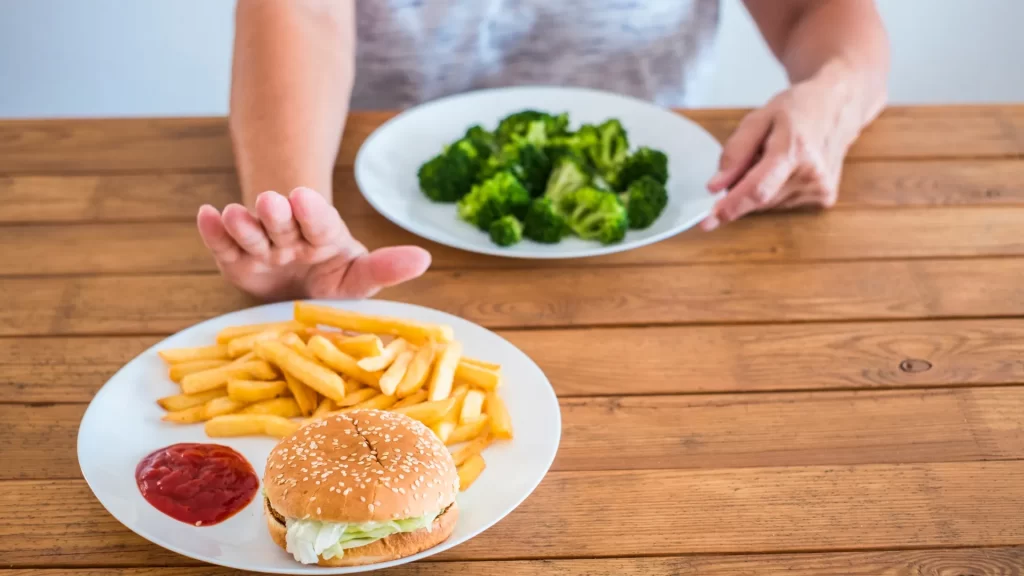 Foods to avoid while taking glipizide: fast food like burgers and fries instead of nutritious vegetables.